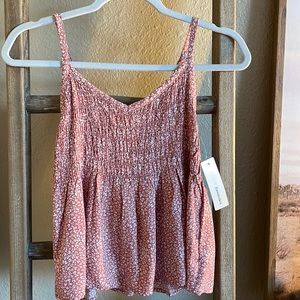 Blush pink tank, white speckles
